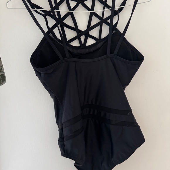 Goth pentagram straps black swimsuit one piece gothic swimwear size s like new - Picture 2 of 9